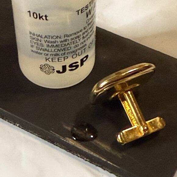 VTG Anson Cufflinks Mens 10kt Gold Plate Mother of Pearl Lions Club Acid Tested - Picture 7 of 8